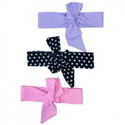 Sydney So Sweet 3 Pack Pink Purple & Polka Adjustable Tie Bow Headbands For Women Or Girls On Wednesday, We Wear Pink