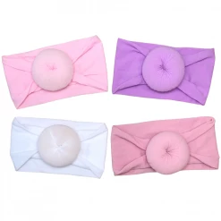 Sydney So Sweet 4 Pack Pretty Pinks Solid Nylon Top Knot Turban Headband For Baby Or Toddler