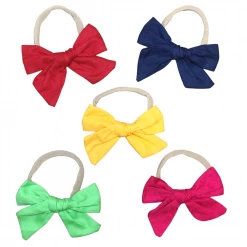 Sydney So Sweet Baby Boutique 5 Pack Classics Cotton Bow Nylon Toddler Or Baby Headbands
