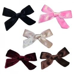 Sydney So Sweet Fall 5 Pack Of 4" Neutral Colors Velvet Bow For Girls Baby Or Toddler