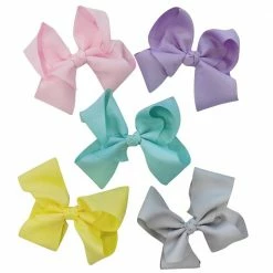 Sydney So Sweet 5 Pack Of 6" Grosgrain Spring Pastels Seasonal Colors Girls Hair Bows On Wednesday, We Wear Pink