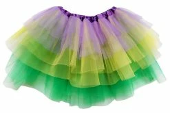 Sydney So Sweet Tutu & Costume Shop Purple, Yellow, Green 6 Layer Tutu Skirt Mardi Gras Costume For Girls, Women, Plus
