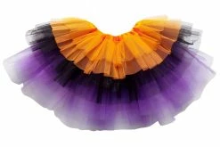 Sydney So Sweet Orange, Black & Purple 6 Layer Tutu Skirt Costume For Girls, Women, Plus
