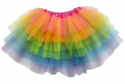 Sydney So Sweet Tutu & Costume Shop Neon Rainbow 6 Layer Tutu Skirt Costume For Girls, Women, Plus