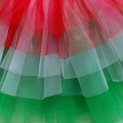 Sydney So Sweet Red, White, Green 6 Layer Tutu Skirt Christmas Costume For Girls, Women, Plus