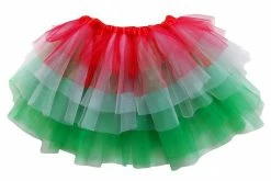 Sydney So Sweet Red, White, Green 6 Layer Tutu Skirt Christmas Costume For Girls, Women, Plus