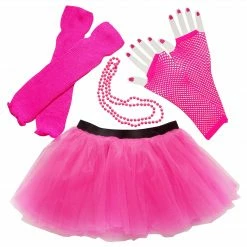 Sydney So Sweet 80s Costume For Teens Or Women In Neon Hot Pink With Tutu & Accessories On Wednesday, We Wear Pink
