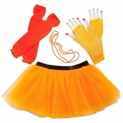 Sydney So Sweet 80s Costume For Teens Or Women In Neon Orange With Tutu & Accessories