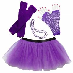 Sydney So Sweet 80s Costume For Teens Or Women In Neon Purple With Tutu & Accessories