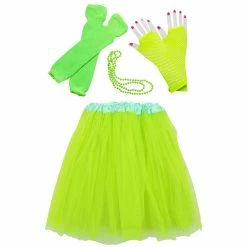 Sydney So Sweet 80s Outfits For Women In Neon Lime Green - 4 Piece Costume In Adult & Plus Size