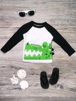 Sydney So Sweet After Awhile Crocodile Long Sleeve Boys Rash Guard Swim Shirt