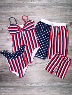 Sydney So Sweet Best Sellers Matching Family Swimsuits - America Patriotic Red White & Blue