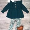Sydney So Sweet Among The Wild Leopard Jungle Blue Ruffle Distressed Leggings Girls Outfit 2 Piece Pants Outfits