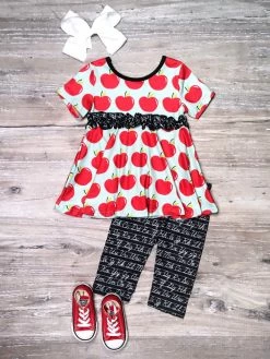 Sydney So Sweet An Apple A Day Chalkboard Letters Girls Capri Back To School Outfit New Arrivals
