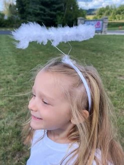 Sydney So Sweet Costumes For Kids White Angel Headband Feather Halo Kid Or Adult Costume Accessory