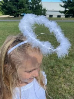Sydney So Sweet Costumes For Kids White Angel Headband Feather Halo Kid Or Adult Costume Accessory