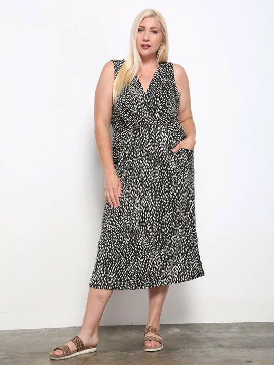 Sydney So Sweet Animal Print Drape Pocket Sleeveless Women's Plus Size Dress 2 Sydney So Sweet Animal Print Drape Pocket Sleeveless Women's Plus Size Dress