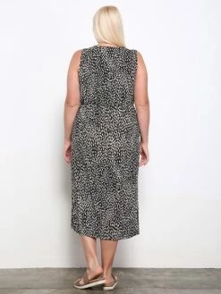 Sydney So Sweet Animal Print Drape Pocket Sleeveless Women's Plus Size Dress 6 Sydney So Sweet Animal Print Drape Pocket Sleeveless Women's Plus Size Dress