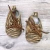 Sydney So Sweet Baby Boutique Tiger Stripe Brown Tie Baby Or Toddler Moccasins