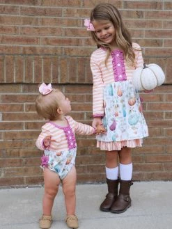 Sydney So Sweet Autumn Is Calling Orange Stripe Pumpkin Girls Fall Baby Romper Baby Boutique