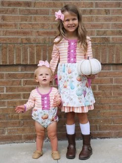 Sydney So Sweet Autumn Is Calling Orange Stripe Pumpkin Girls Fall Baby Romper Baby Boutique