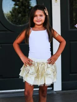 Sydney So Sweet Mom & Me Matching Belle Gold Yellow Princess Costume Tutu Skirt In Kid, Adult, Or Plus Size
