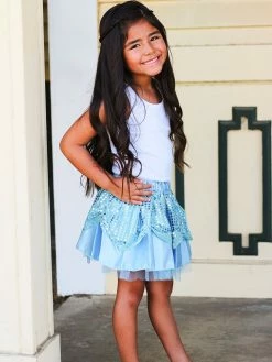 Sydney So Sweet Cinderella Light Blue Princess Costume Tutu Skirt In Kid, Adult, Or Plus Size Mom & Me Matching