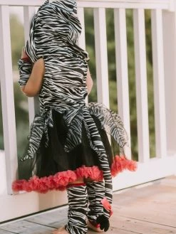 Sydney So Sweet Costumes For Kids Zebra Costume, Hot Pink & Black Zebra Deluxe Hoodie Halloween Dress Up For Girls