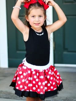 Sydney So Sweet Mom & Me Matching Red Polka Mouse Costume Tutu Skirt In Kid, Adult, Or Plus Size