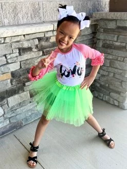 Sydney So Sweet Christmas Neon Green Tutu Skirt - Kids Size 3-Layer Tulle Basic Ballet Dance Costume Tutus For Girls