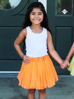 Sydney So Sweet Neon Orange Tutu Skirt - Kids Size 3-Layer Tulle Basic Ballet Dance Costume Tutus For Girls