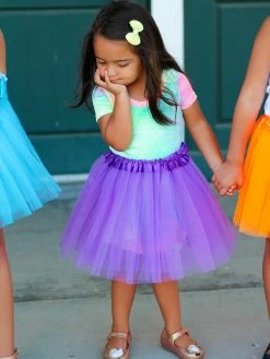 Sydney So Sweet Purple Tutu Skirt - Kids Size 3-Layer Tulle Basic Ballet Dance Costume Tutus For Girls