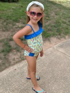 Sydney So Sweet Popsicle Party One Shoulder Girls Two Piece Tankini Swimsuit