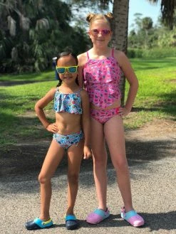 Sydney So Sweet Emoji Summer Fun Girls Swim Two Piece Tiered Tankini Swimsuit