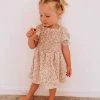 Sydney So Sweet Dresses & Skirt Sets Ivory Dusty Rose Ditsy Floral Puff Sleeve Smocked Girls Dress
