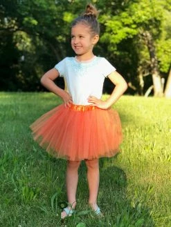 Sydney So Sweet Orange Tutu Skirt - Kids Size 3-Layer Tulle Basic Ballet Dance Costume Tutus For Girls Fall