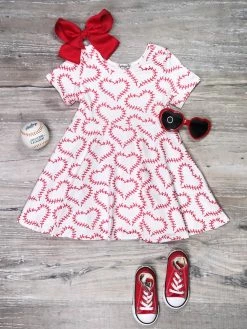 Sydney So Sweet New Arrivals Baseball Is My Favorite Season Heart Stitch Girls Skater Dress
