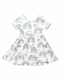 Sydney So Sweet Be A Rainbow In The Clouds Short Sleeve Girls Skater Dress