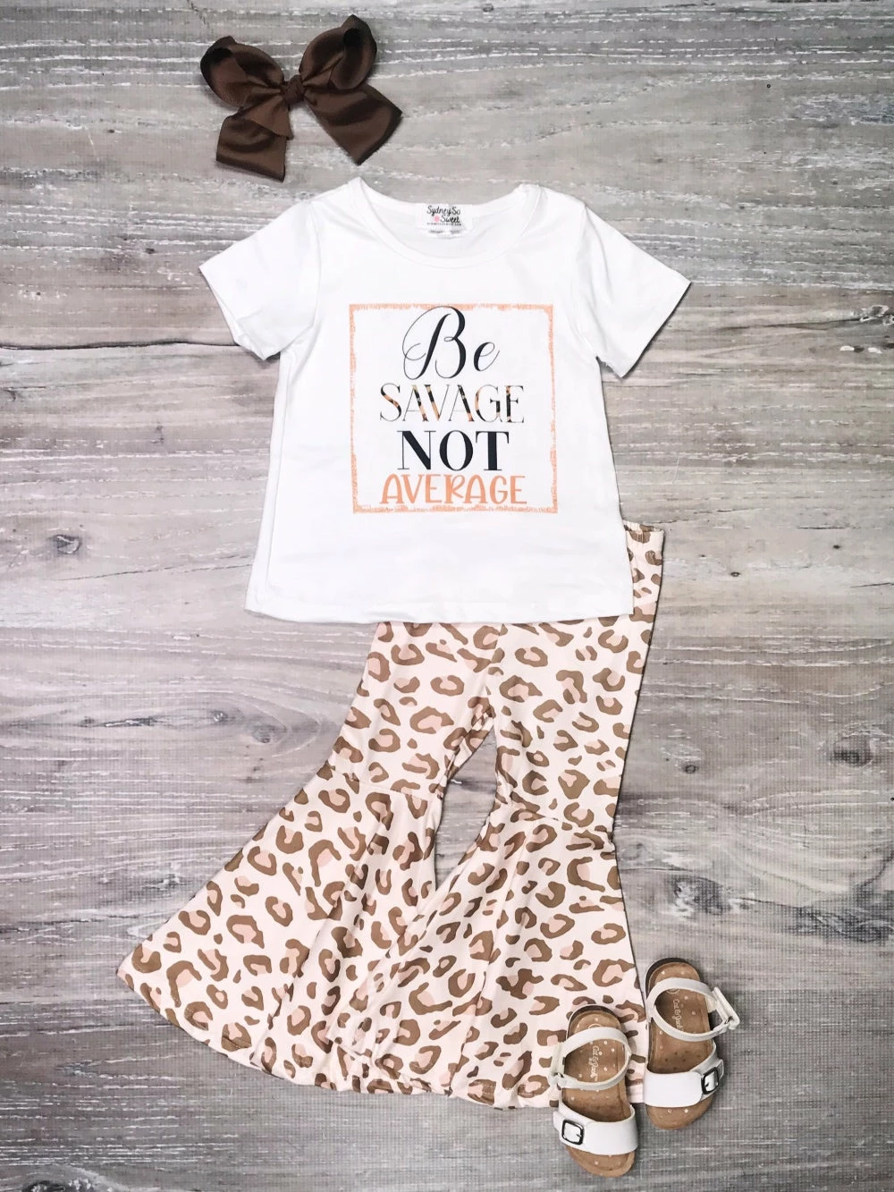 Sydney So Sweet Be Savage Not Average Cheetah Bell Bottom Girls Boutique Outfit 1 Sydney So Sweet Be Savage Not Average Cheetah Bell Bottom Girls Boutique Outfit