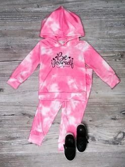 Sydney So Sweet Loungewear, Joggers, & PJ's Be Yourself Pink Tie Dye Girls Jogger Set