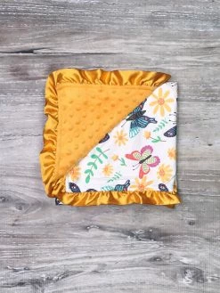 Sydney So Sweet Beautiful Blue Butterfly Yellow Baby Or Toddler Minky Dot Blanket New Arrivals