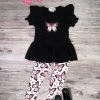 Sydney So Sweet 2 Piece Pants Outfits Beautiful Butterfly Pink & Black Ruffle Girls Outfit