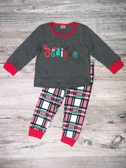 Sydney So Sweet Believe In Christmas Tartan Plaid Matching Family Pajamas