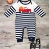 Sydney So Sweet Bit Of Country Pumpkin Truck Long Sleeve Blue Striped Romper