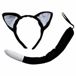 Sydney So Sweet Black Cat Headband Ears & Tail, Kid Or Adult Costume Accessories Set