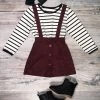 Sydney So Sweet Black & White Stripe Burgundy Girls Suspender Outfit Dresses & Skirt Sets