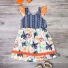 Sydney So Sweet Blue Butterfly Floral Ruffle Orange Girls Tank Dress Dresses & Skirt Sets
