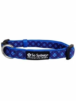 Sydney So Sweet Blue Argyle Preppy Plaid Adjustable Fashion Dog Collar