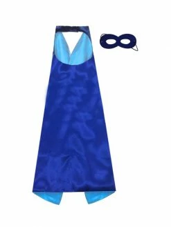 Sydney So Sweet Royal Blue & Light Blue Superhero Or Princess Reversible Cape & Mask Costume Set