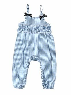 Sydney So Sweet Baby Boutique Blue & White Gingham Plaid Ruffle Girls Baby Romper